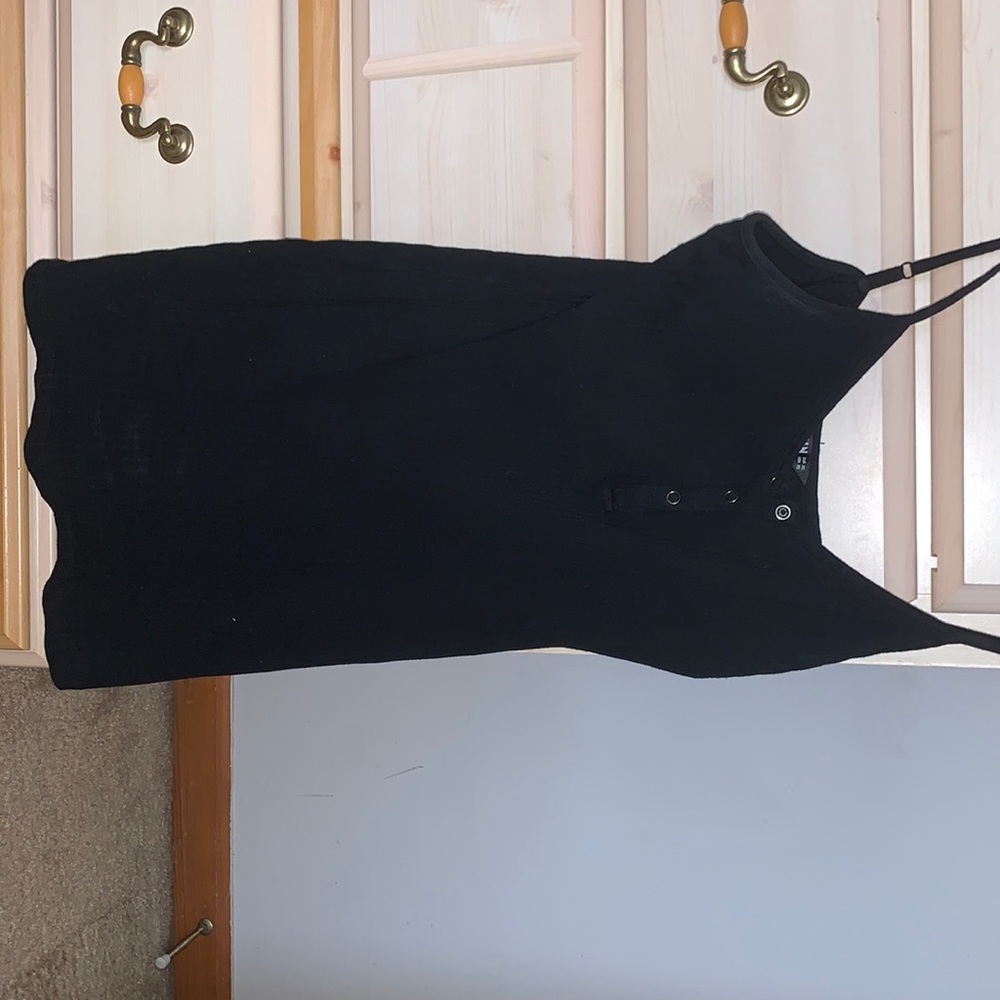 Button down black mini dress